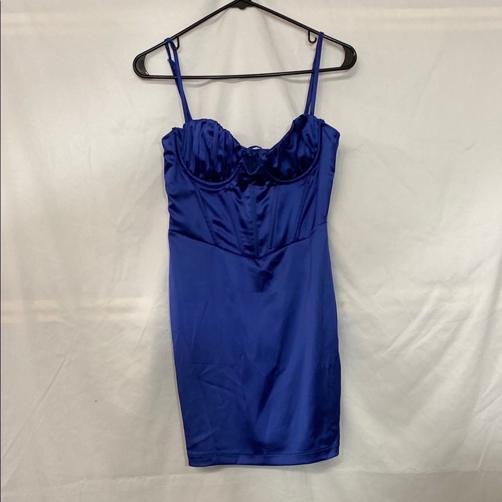 Hello Molly Royal Blue Satin Corset Mini Dress